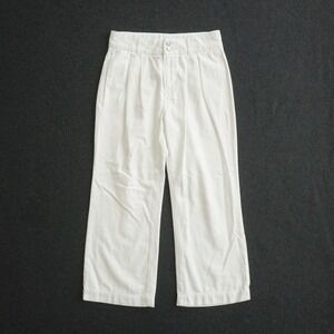 Paige Pleated Ankle Leenah Wide Leg Crop Pants French Cream White Size 29